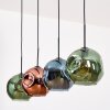 Ripoll Hanglamp, Kogellampje, Hanglamp Blauw, Groen, Koperkleurig, 4-lichts