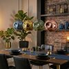 Ripoll Hanglamp, Kogellampje, Hanglamp Blauw, Goud, Groen, Koperkleurig, 4-lichts
