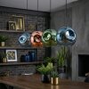 Ripoll Hanglamp, Kogellampje, Hanglamp Blauw, Groen, Koperkleurig, 4-lichts