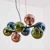 Gastor Hanglamp, Kogellampje, Hanglamp Blauw, Groen, Koperkleurig, 8-lichts
