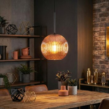 Ripoll Hanglamp, Kogellampje, Hanglamp Koperkleurig, 1-licht
