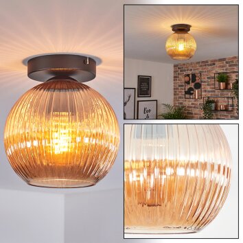 Koyoto Plafondlamp, Kogellampje 20 cm Amber, 1-licht