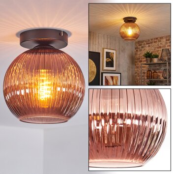 Koyoto Plafondlamp, Kogellampje Koperkleurig, 1-licht