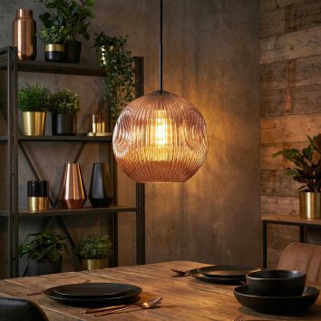 Ripoll Hanglamp, Kogellampje, Hanglamp Koperkleurig, 1-licht