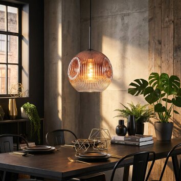 Ripoll Hanglamp, Kogellampje, Hanglamp Duidelijk, Koperkleurig, 1-licht