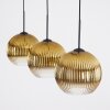 Koyoto Hanglamp, Kogellampje, Hanglamp Goud, Duidelijk, 3-lichts