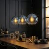 Koyoto Hanglamp, Kogellampje, Hanglamp Blauw, Duidelijk, 3-lichts