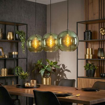 Koyoto Hanglamp, Kogellampje, Hanglamp Groen, 3-lichts