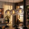 Koyoto Hanglamp, Kogellampje, Hanglamp Duidelijk, Rookkleurig, 3-lichts