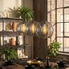 Koyoto Hanglamp, Kogellampje, Hanglamp Rookkleurig, 3-lichts