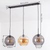 Koyoto Hanglamp, Kogellampje, Hanglamp Amber, Rookkleurig, 3-lichts
