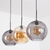 Koyoto Hanglamp, Kogellampje, Hanglamp Amber, Rookkleurig, 3-lichts