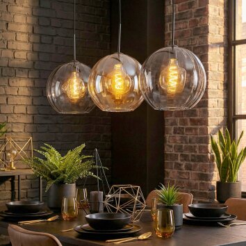Koyoto Hanglamp, Kogellampje, Hanglamp Amber, Rookkleurig, 3-lichts