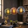 Koyoto Hanglamp, Kogellampje, Hanglamp Blauw, Groen, Koperkleurig, 3-lichts