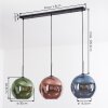 Koyoto Hanglamp, Kogellampje, Hanglamp Blauw, Groen, Koperkleurig, 3-lichts