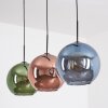 Koyoto Hanglamp, Kogellampje, Hanglamp Blauw, Groen, Koperkleurig, 3-lichts