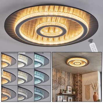 Lidor Plafondlamp LED Antraciet, Grijs, Zwart, 1-licht, Afstandsbediening