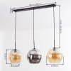 Koyoto Hanglamp, Kogellampje, Hanglamp Amber, Chroom, Rookkleurig, 3-lichts