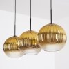 Koyoto Hanglamp, Kogellampje, Hanglamp Goud, Duidelijk, 3-lichts