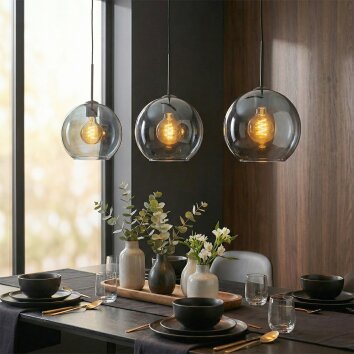Koyoto Hanglamp, Kogellampje, Hanglamp Blauw, 3-lichts