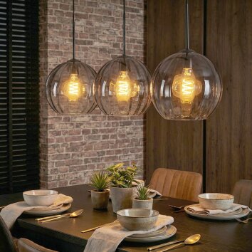 Koyoto Hanglamp, Kogellampje, Hanglamp Duidelijk, Rookkleurig, 3-lichts
