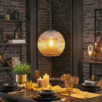 Ripoll Hanglamp, Kogellampje, Hanglamp Amber, 1-licht