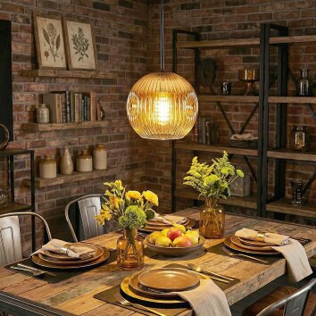 Ripoll Hanglamp, Kogellampje, Hanglamp Goud, Duidelijk, 1-licht