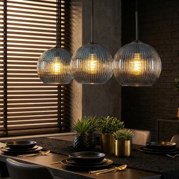 Koyoto Hanglamp, Kogellampje, Hanglamp Blauw, 3-lichts