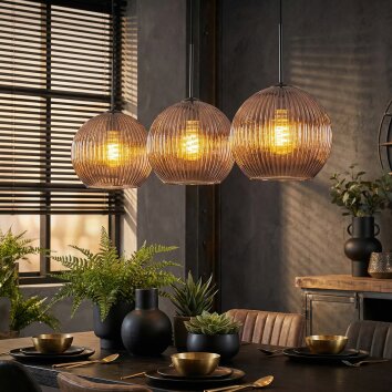 Koyoto Hanglamp, Kogellampje, Hanglamp Koperkleurig, 3-lichts