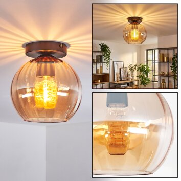 Koyoto Plafondlamp, Kogellampje 20 cm Amber, 1-licht