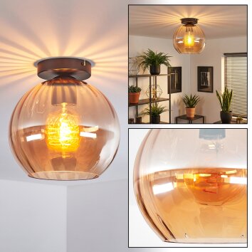 Koyoto Plafondlamp, Kogellampje 20 cm Amber, 1-licht