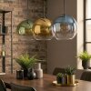 Koyoto Hanglamp, Kogellampje, Hanglamp Blauw, Goud, Groen, Duidelijk, 3-lichts