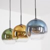 Koyoto Hanglamp, Kogellampje, Hanglamp Blauw, Goud, Groen, Duidelijk, 3-lichts