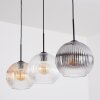 Koyoto Hanglamp, Kogellampje, Hanglamp Amber, Duidelijk, Rookkleurig, 3-lichts