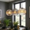 Koyoto Hanglamp, Kogellampje, Hanglamp Amber, Duidelijk, Rookkleurig, 3-lichts