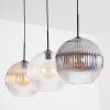Koyoto Hanglamp, Kogellampje, Hanglamp Amber, Duidelijk, Rookkleurig, 3-lichts