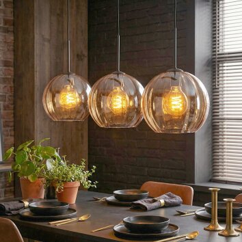 Koyoto Hanglamp, Kogellampje, Hanglamp Amber, 3-lichts