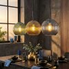 Koyoto Hanglamp, Kogellampje, Hanglamp Blauw, Goud, Groen, 3-lichts