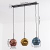 Ripoll Hanglamp, Kogellampje, Hanglamp Blauw, Goud, Koperkleurig, 3-lichts
