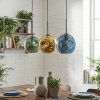 Ripoll Hanglamp, Kogellampje, Hanglamp Blauw, Goud, Groen, 3-lichts