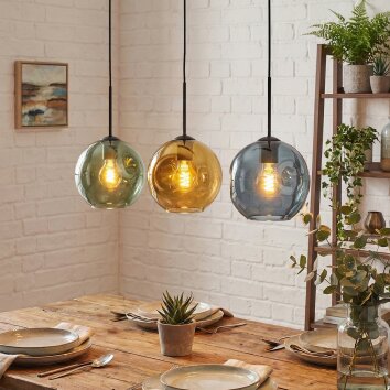 Ripoll Hanglamp, Kogellampje, Hanglamp Blauw, Goud, Groen, 3-lichts