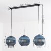 Koyoto Hanglamp, Kogellampje, Hanglamp Blauw, 3-lichts