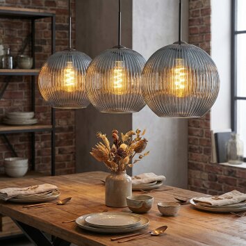 Koyoto Hanglamp, Kogellampje, Hanglamp Blauw, 3-lichts