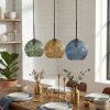 Koyoto Hanglamp, Kogellampje, Hanglamp Blauw, Goud, Groen, 3-lichts