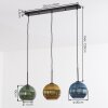Koyoto Hanglamp, Kogellampje, Hanglamp Blauw, Goud, Groen, 3-lichts