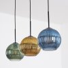 Koyoto Hanglamp, Kogellampje, Hanglamp Blauw, Goud, Groen, 3-lichts