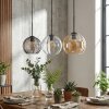 Koyoto Hanglamp, Kogellampje, Hanglamp Amber, Duidelijk, Rookkleurig, 3-lichts