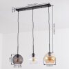 Koyoto Hanglamp, Kogellampje, Hanglamp Amber, Duidelijk, Rookkleurig, 3-lichts