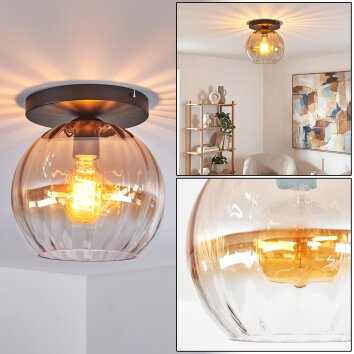 Koyoto Plafondlamp, Kogellampje 25 cm Amber, Duidelijk, 1-licht