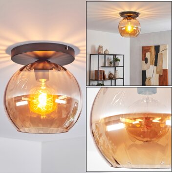 Koyoto Plafondlamp, Kogellampje 25 cm Amber, 1-licht